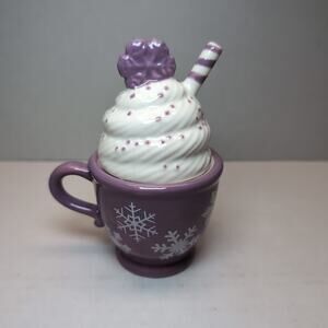 Temp-tations Seasonal Snowflakes 2 Piece Stacking Salt Pepper Shakers Purple Mug